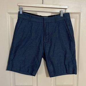 LAST CHANCE CLEARANCE! DKNY slim blue woven cotton flat front shorts, sz 29